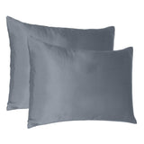 Dark Gray Dreamy Set Of 2 Silky Satin King Pillowcases - Homeroots - Flyclothing LLC
