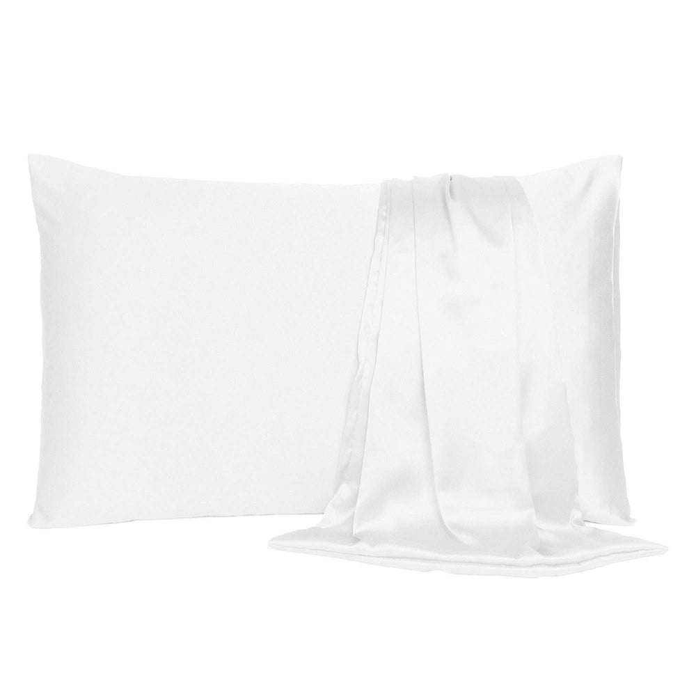 White Dreamy Set Of 2 Silky Satin Standard Pillowcases - Homeroots - Flyclothing LLC