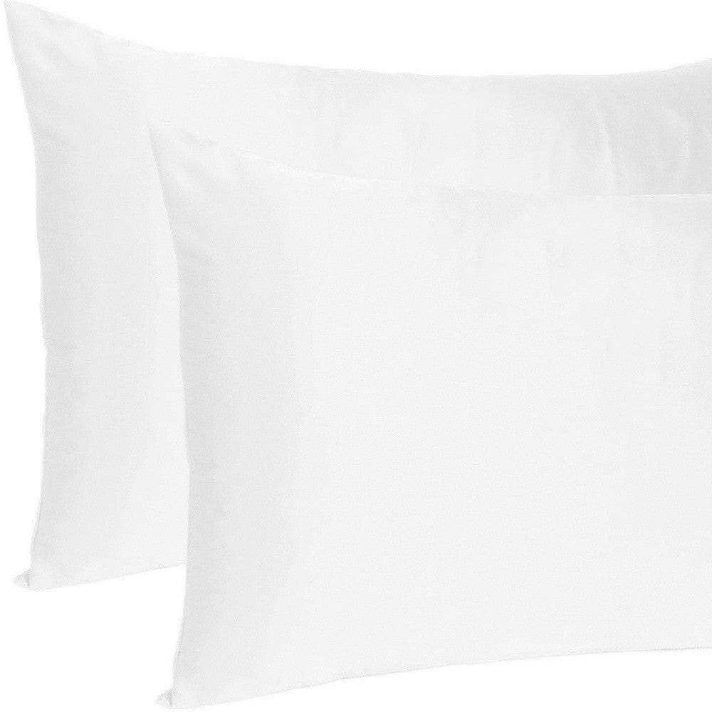 White Dreamy Set Of 2 Silky Satin Standard Pillowcases - Homeroots - Flyclothing LLC