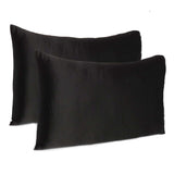 Black Dreamy Set Of 2 Silky Satin Standard Pillowcases - Homeroots - Flyclothing LLC