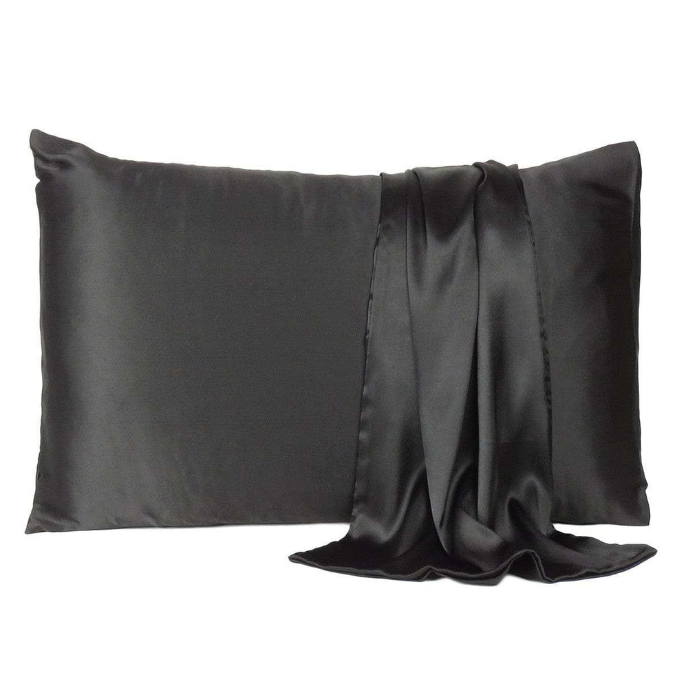 Black Dreamy Set Of 2 Silky Satin Standard Pillowcases - Homeroots - Flyclothing LLC