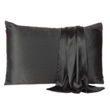 Black Dreamy Set Of 2 Silky Satin Standard Pillowcases - Homeroots - Flyclothing LLC