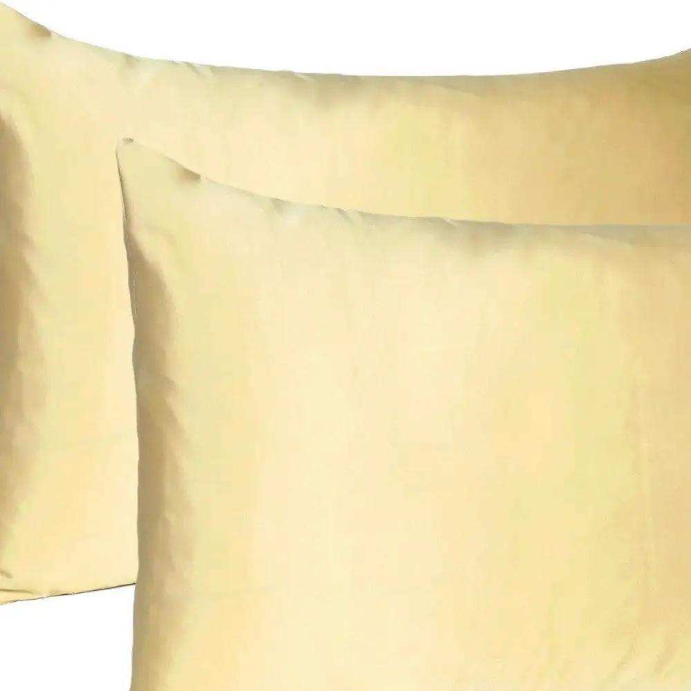 Pale Yellow Dreamy Set Of 2 Silky Satin Standard Pillowcases - Homeroots - Flyclothing LLC