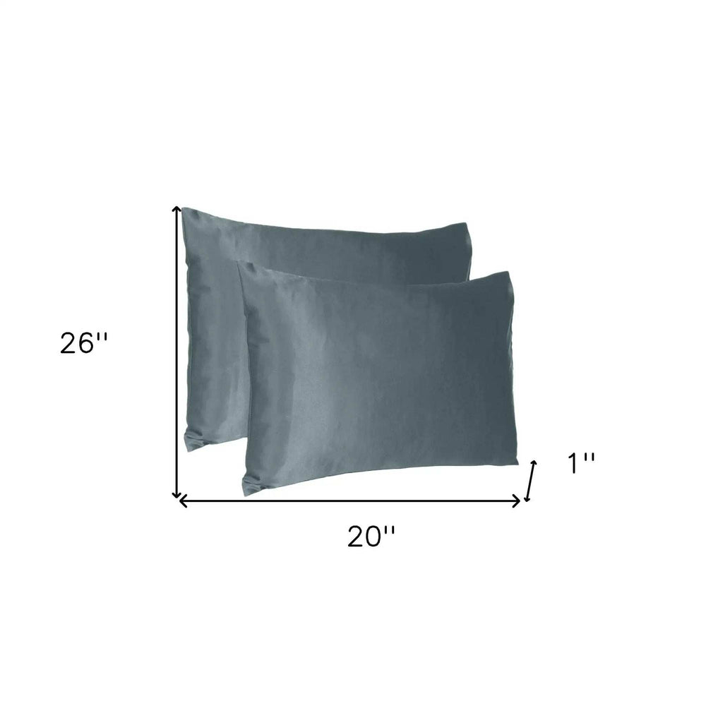 Gray Dreamy Set Of 2 Silky Satin Standard Pillowcases - Homeroots - Flyclothing LLC
