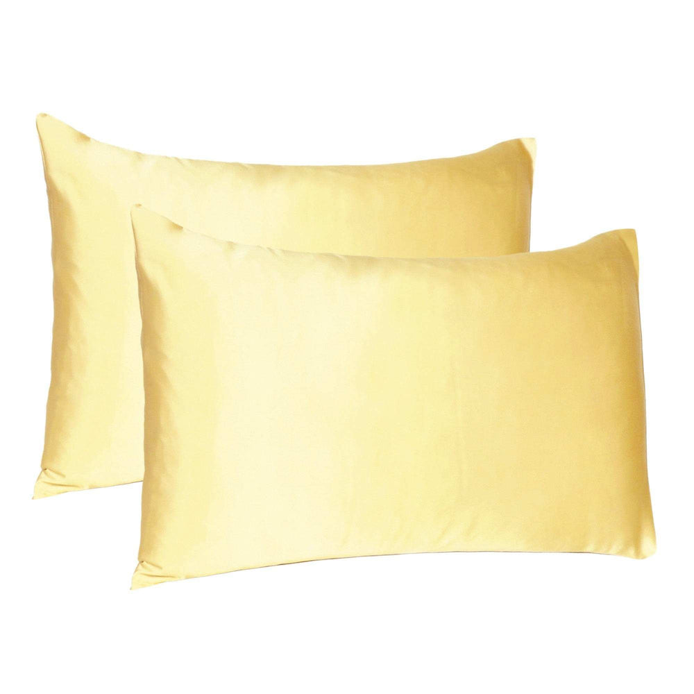 Gold Dreamy Set Of 2 Silky Satin Standard Pillowcases - Homeroots - Flyclothing LLC
