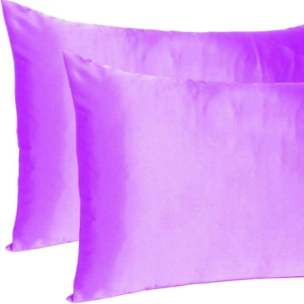Violet Dreamy Set Of 2 Silky Satin Standard Pillowcases - Homeroots - Flyclothing LLC