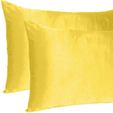 Lemon Dreamy Set Of 2 Silky Satin Standard Pillowcases - Homeroots - Flyclothing LLC