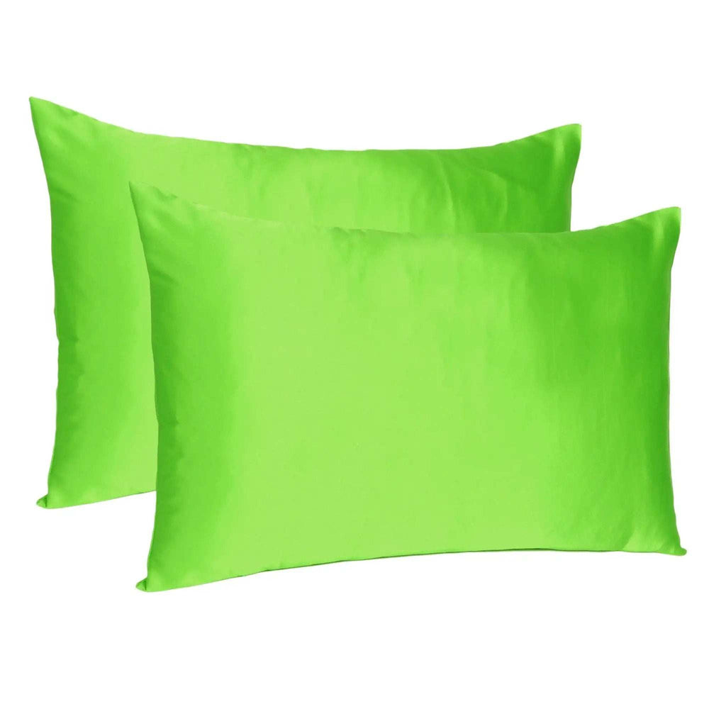 Bright Green Dreamy Set Of 2 Silky Satin Standard Pillowcases - Homeroots - Flyclothing LLC