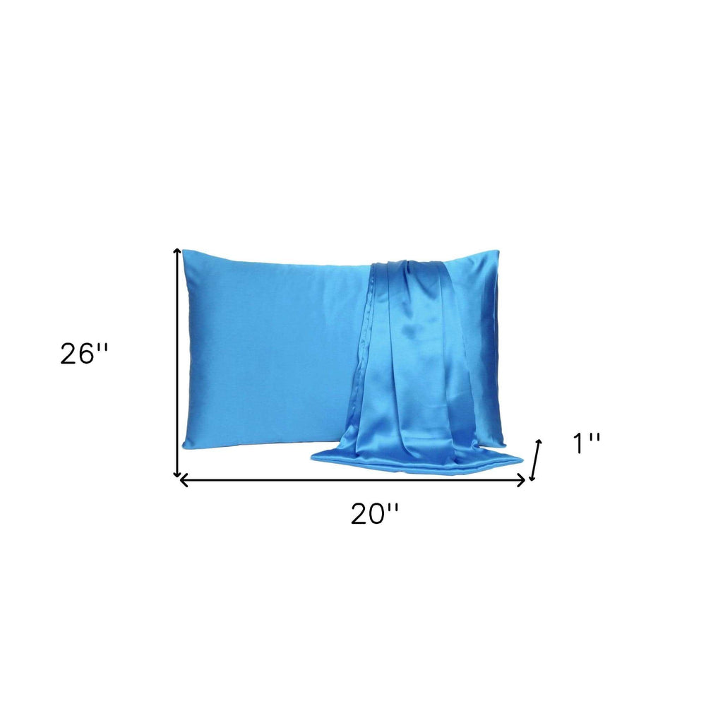 Bright Blue Dreamy Set Of 2 Silky Satin Standard Pillowcases - Homeroots - Flyclothing LLC
