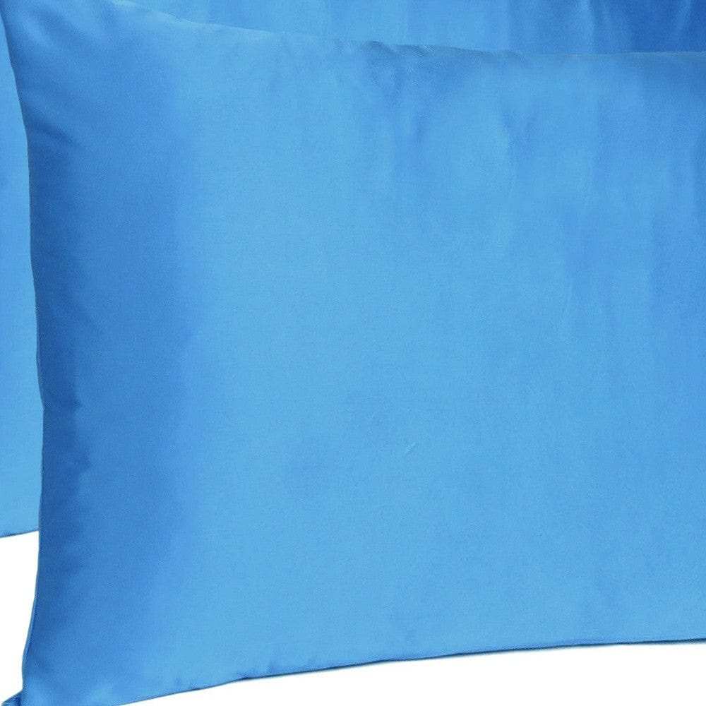 Bright Blue Dreamy Set Of 2 Silky Satin Standard Pillowcases - Homeroots - Flyclothing LLC