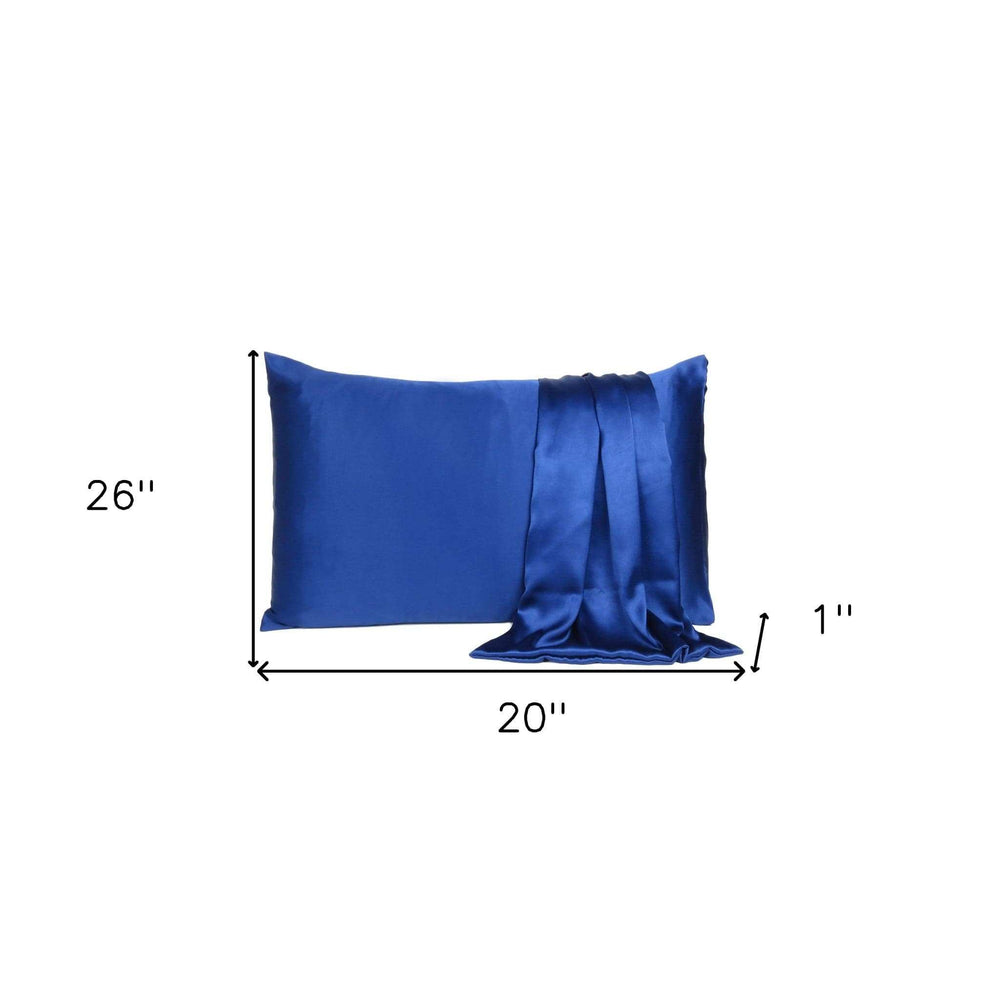 Navy Blue Dreamy Set Of 2 Silky Satin Standard Pillowcases - Homeroots - Flyclothing LLC