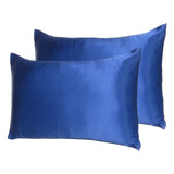 Navy Blue Dreamy Set Of 2 Silky Satin Standard Pillowcases - Homeroots - Flyclothing LLC