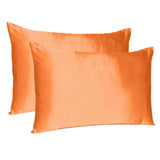 Orange Dreamy Set Of 2 Silky Satin Standard Pillowcases - Homeroots - Flyclothing LLC