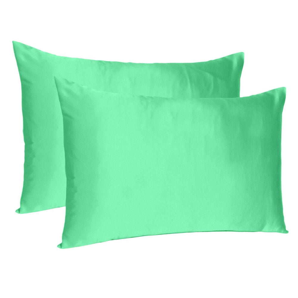 Green Dreamy Set Of 2 Silky Satin Standard Pillowcases - Homeroots - Flyclothing LLC
