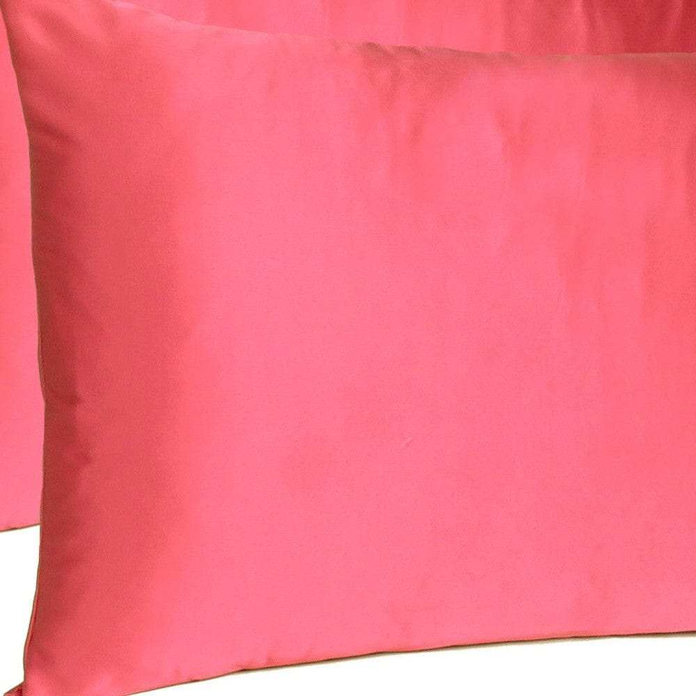 Poppy Red Dreamy Set Of 2 Silky Satin Standard Pillowcases - Homeroots - Flyclothing LLC