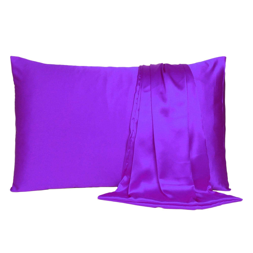 Bright Purple Dreamy Set Of 2 Silky Satin Standard Pillowcases - Homeroots - Flyclothing LLC