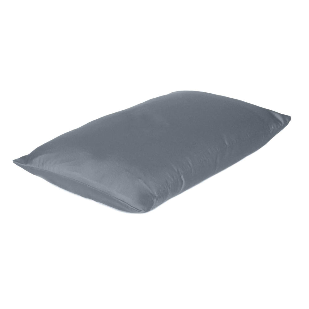 Dark Gray Dreamy Set Of 2 Silky Satin Standard Pillowcases - Homeroots - Flyclothing LLC