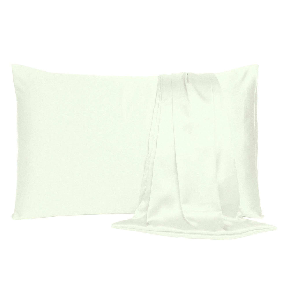 Ivory Dreamy Set Of 2 Silky Satin Standard Pillowcases - Homeroots - Flyclothing LLC
