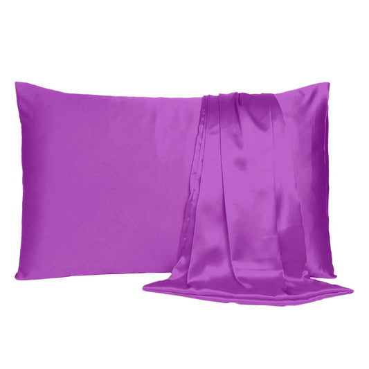 Purple Merlot Dreamy Set Of 2 Silky Satin Standard Pillowcases - Homeroots - Flyclothing LLC
