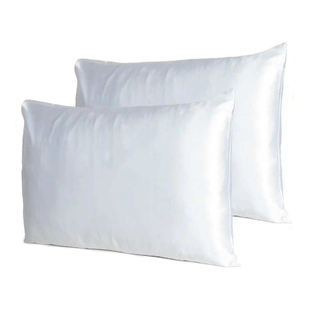 White Dreamy Set Of 2 Silky Satin Standard Pillowcases - Homeroots - Flyclothing LLC