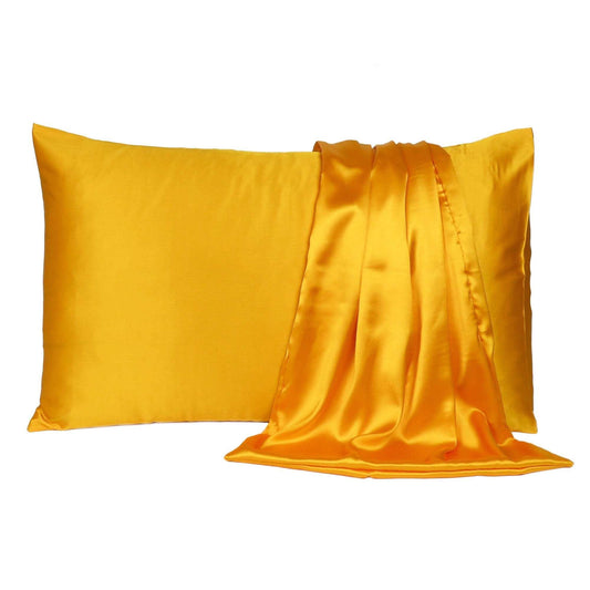 Goldenrod Dreamy Set Of 2 Silky Satin Standard Pillowcases - Homeroots - Flyclothing LLC