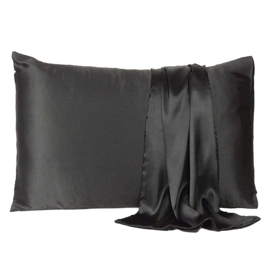 Black Dreamy Set Of 2 Silky Satin Queen Pillowcases - Homeroots - Flyclothing LLC