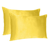 Lemon Dreamy Set Of 2 Silky Satin Queen Pillowcases - Homeroots - Flyclothing LLC