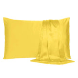 Lemon Dreamy Set Of 2 Silky Satin Queen Pillowcases - Homeroots - Flyclothing LLC