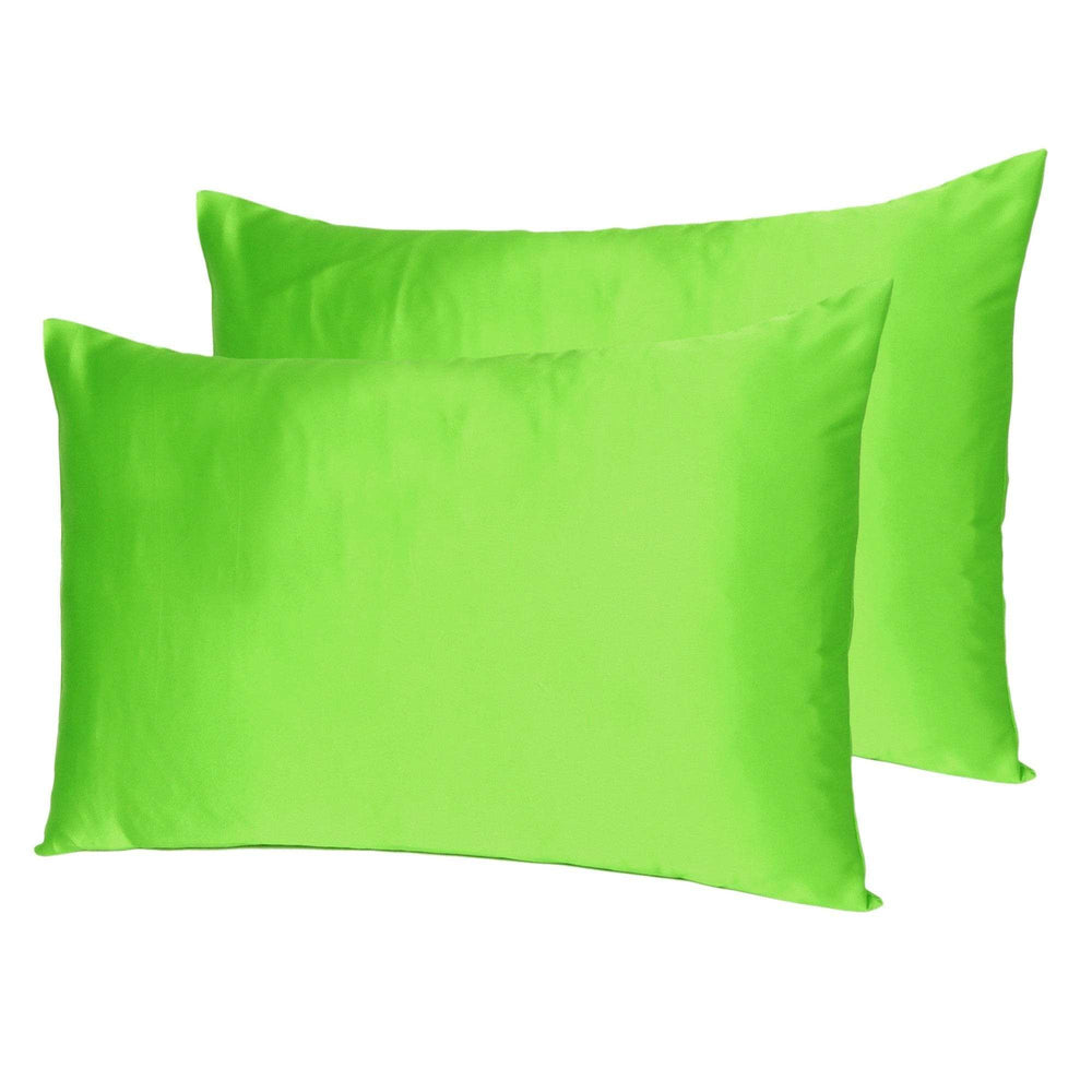 Bright Green Dreamy Set Of 2 Silky Satin Queen Pillowcases - Homeroots - Flyclothing LLC