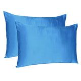 Bright Blue Dreamy Set Of 2 Silky Satin Queen Pillowcases - Homeroots - Flyclothing LLC