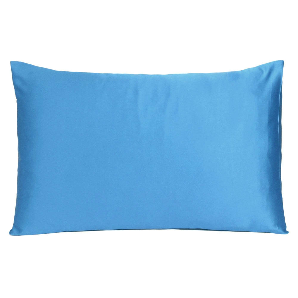 Bright Blue Dreamy Set Of 2 Silky Satin Queen Pillowcases - Homeroots - Flyclothing LLC