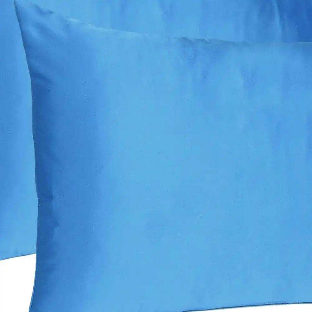 Bright Blue Dreamy Set Of 2 Silky Satin Queen Pillowcases - Homeroots - Flyclothing LLC