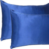 Navy Blue Dreamy Set Of 2 Silky Satin Queen Pillowcases - Homeroots - Flyclothing LLC