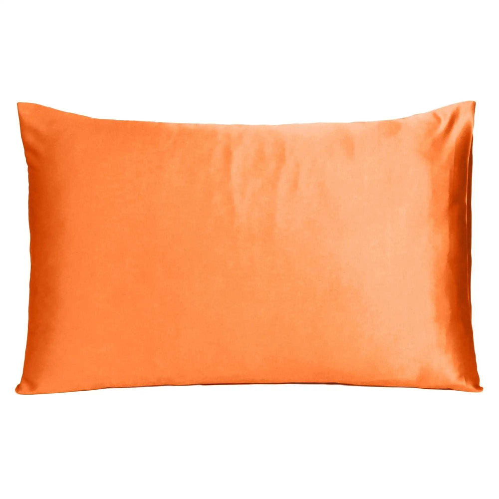 Orange Dreamy Set Of 2 Silky Satin Queen Pillowcases - Homeroots - Flyclothing LLC