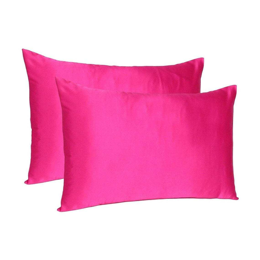 Fuchsia Dreamy Set Of 2 Silky Satin Queen Pillowcases - Homeroots - Flyclothing LLC