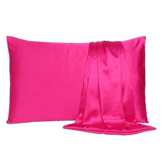 Fuchsia Dreamy Set Of 2 Silky Satin Queen Pillowcases - Homeroots - Flyclothing LLC