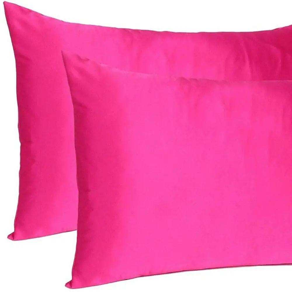 Fuchsia Dreamy Set Of 2 Silky Satin Queen Pillowcases - Homeroots - Flyclothing LLC