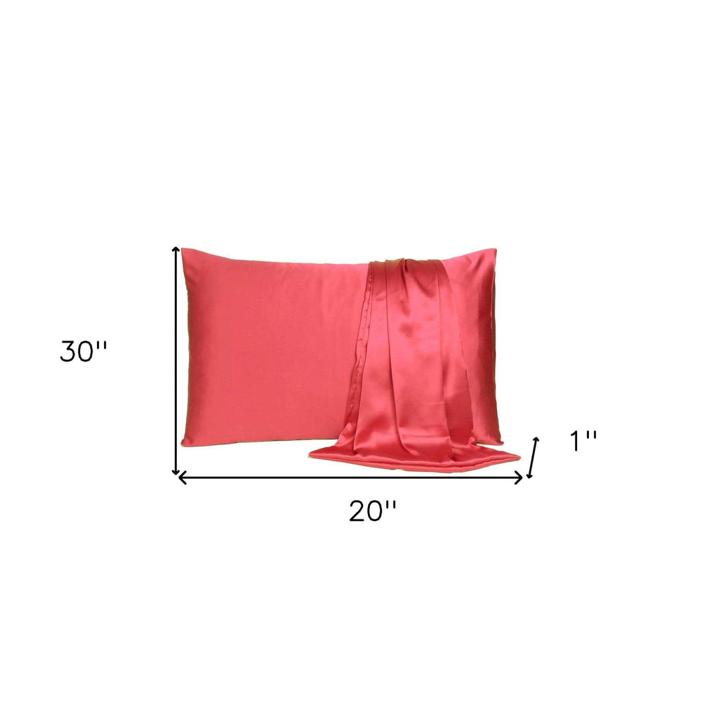 Poppy Red Dreamy Set Of 2 Silky Satin Queen Pillowcases - Homeroots - Flyclothing LLC