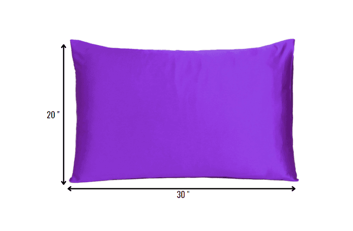 Bright Purple Dreamy Set Of 2 Silky Satin Queen Pillowcases - Homeroots - Flyclothing LLC