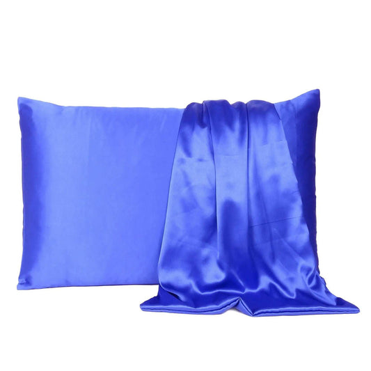 Royal Blue Dreamy Set Of 2 Silky Satin Queen Pillowcases - Homeroots - Flyclothing LLC