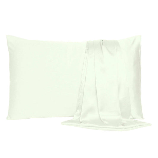 Ivory Dreamy Set Of 2 Silky Satin Queen Pillowcases - Homeroots - Flyclothing LLC