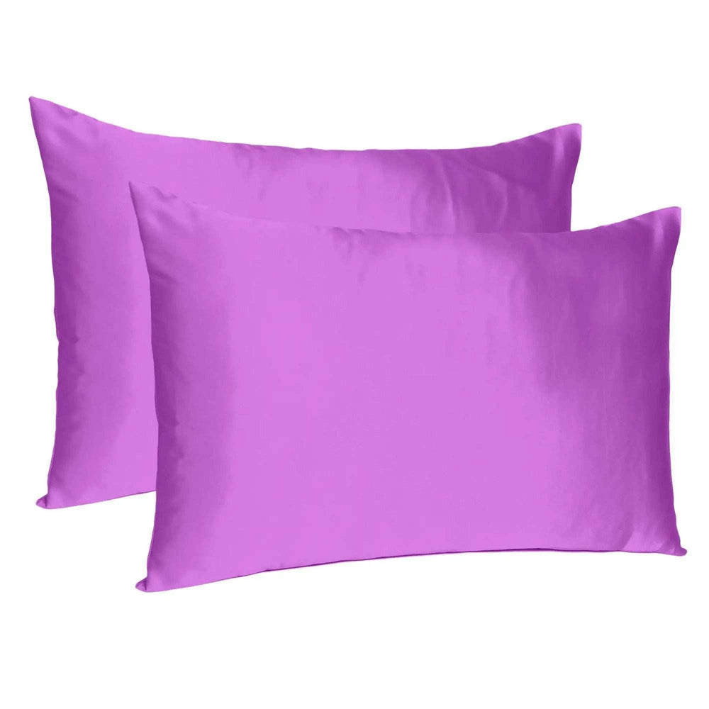 Purple Merlot Dreamy Set Of 2 Silky Satin Queen Pillowcases - Homeroots - Flyclothing LLC