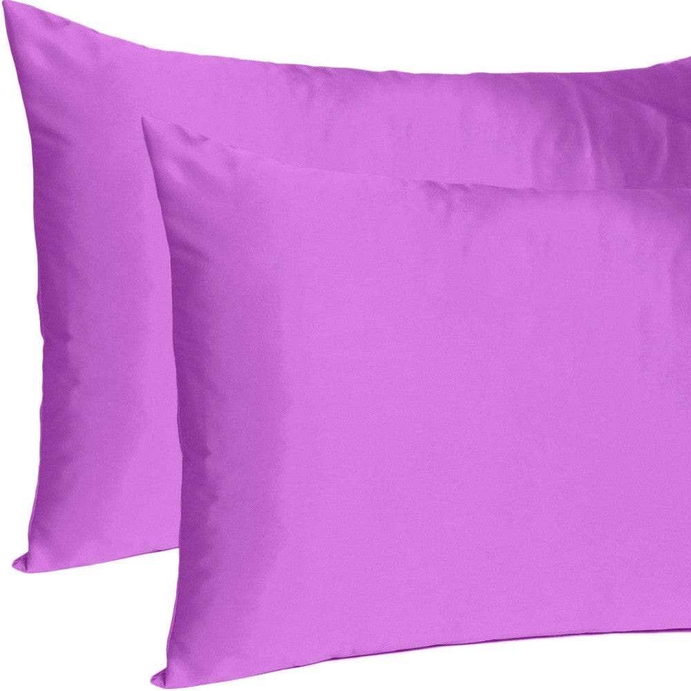 Purple Merlot Dreamy Set Of 2 Silky Satin Queen Pillowcases - Homeroots - Flyclothing LLC