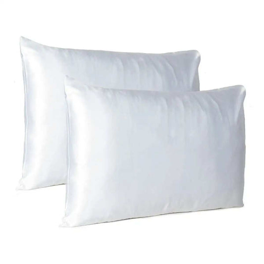 White Dreamy Set Of 2 Silky Satin Queen Pillowcases - Homeroots - Flyclothing LLC