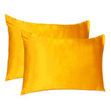 Goldenrod Dreamy Set Of 2 Silky Satin Queen Pillowcases - Homeroots - Flyclothing LLC