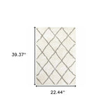 2' X 3' Ivory And Gray Geometric Lattice Scatter Rug - Homeroots - Flyclothing LLC