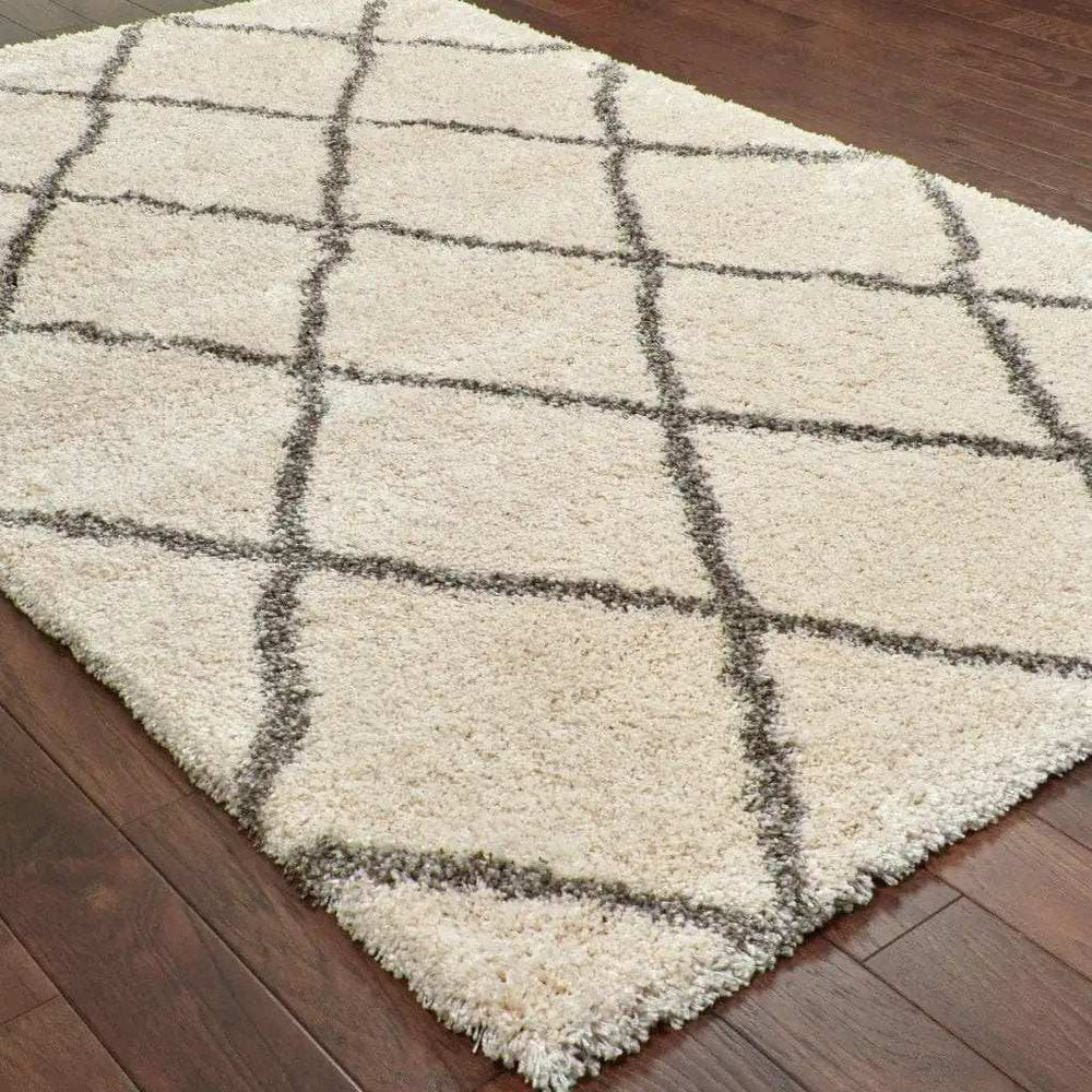 2' X 3' Ivory And Gray Geometric Lattice Scatter Rug - Homeroots - Flyclothing LLC