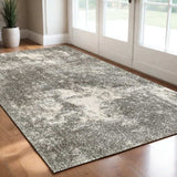 2' X 3' Gray And Ivory Distressed Abstract Scatter Rug - Homeroots - Flyclothing LLC