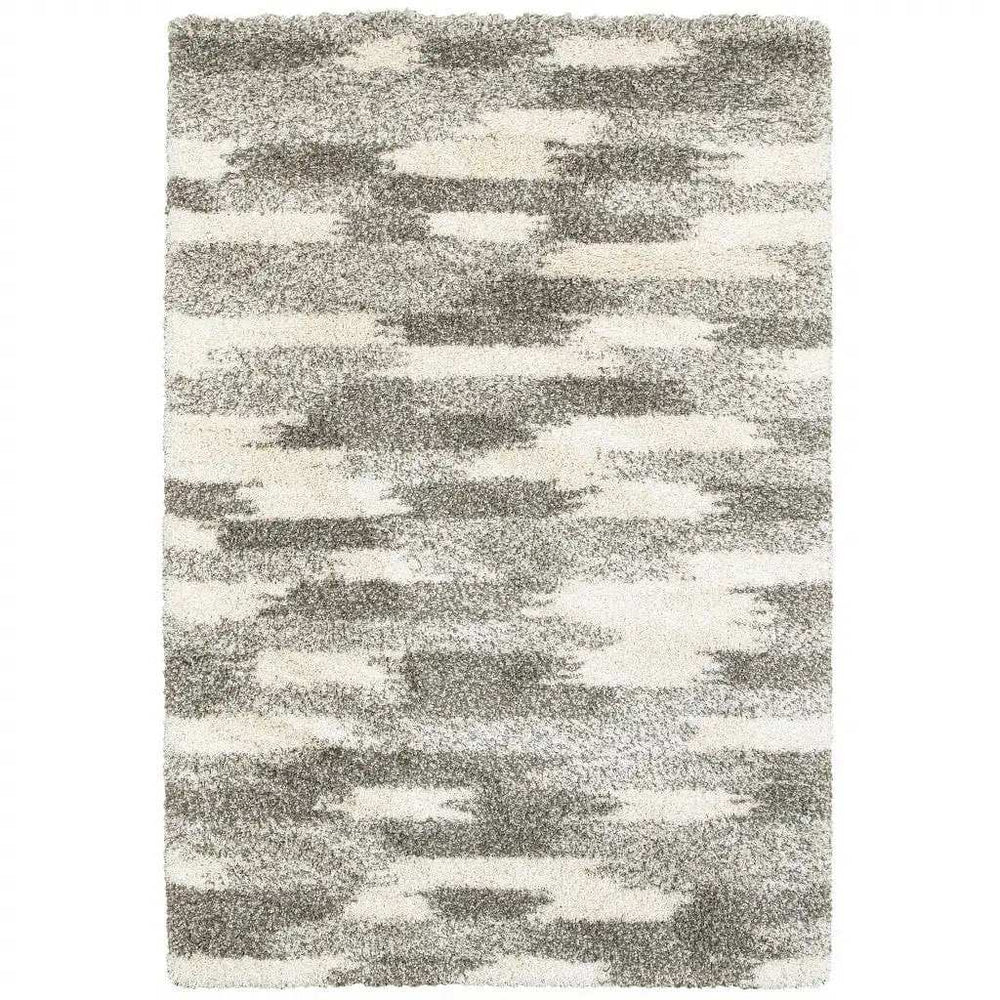 2' X 3' Gray And Ivory Geometric Pattern Scatter Rug - Homeroots - Flyclothing LLC