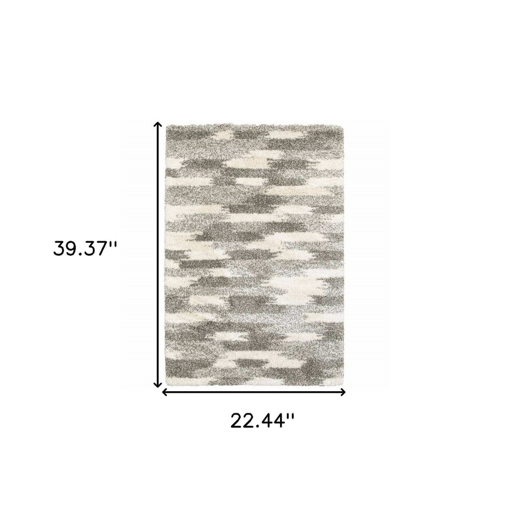 2' X 3' Gray And Ivory Geometric Pattern Scatter Rug - Homeroots - Flyclothing LLC